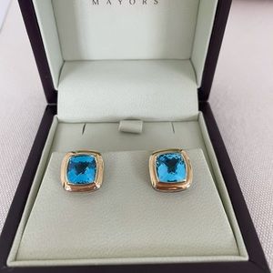 David Yurman Blue Topez Silver/18K Gold Earrings